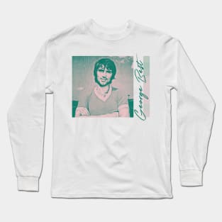 George Best / Retro Style Duotone Fan Design Long Sleeve T-Shirt